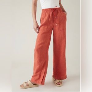 Athleta Retreat wide leg linen pant in soft persimmon